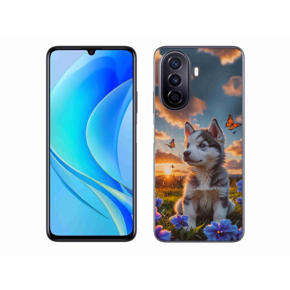 Gélový kryt mmCase na Huawei Nova Y70 - husky pri západe slnka