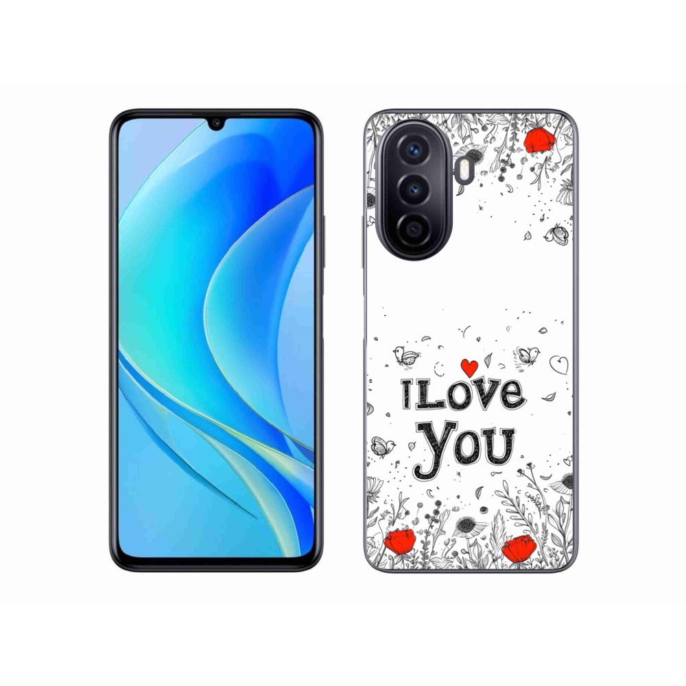 Gélový kryt mmCase na Huawei Nova Y70 - I love you biele pozadie