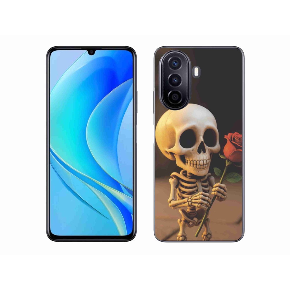Gélový kryt mmCase na Huawei Nova Y70 - kostlivec s ružou