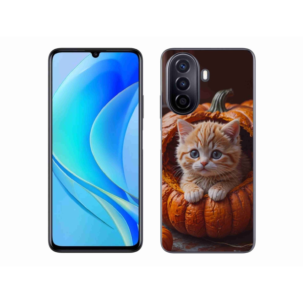 Gélový kryt mmCase na Huawei Nova Y70 - mačiatko a tekvica 2