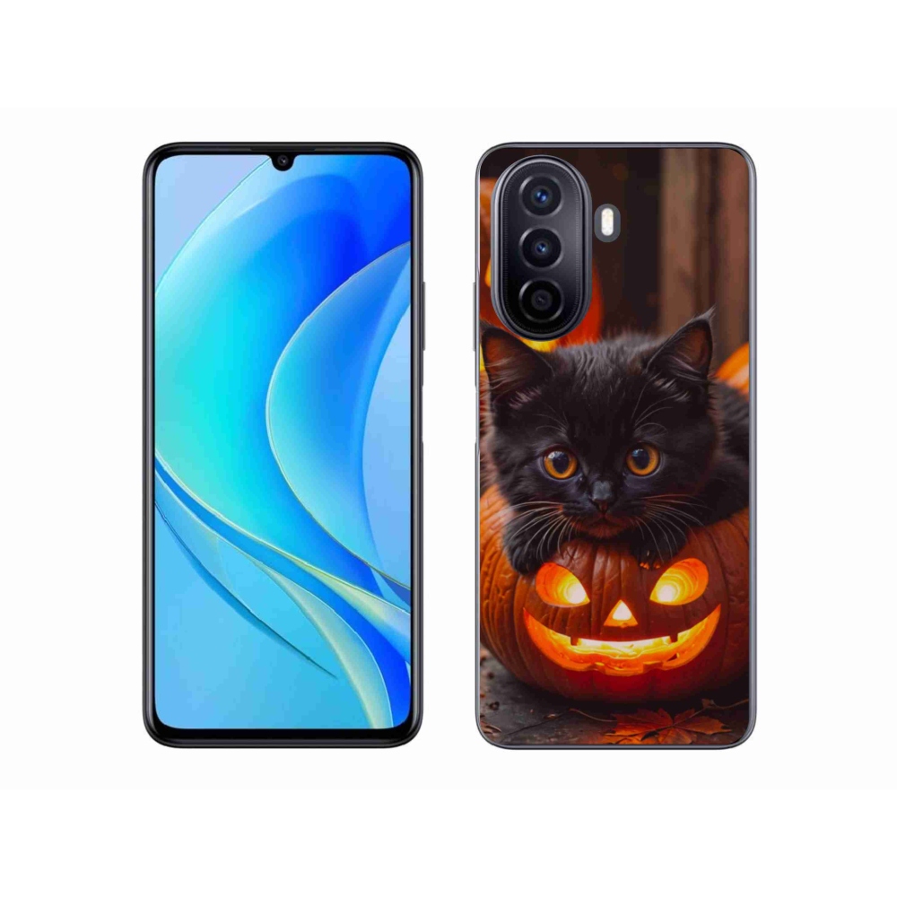 Gélový kryt mmCase na Huawei Nova Y70 - mačiatko a tekvica