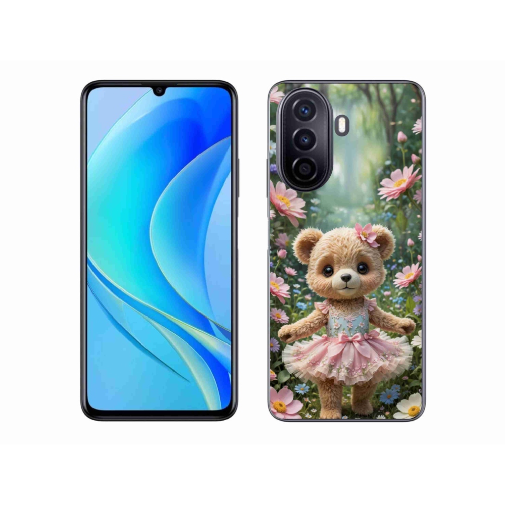 Gélový kryt mmCase na Huawei Nova Y70 - roztomilý medvedík v kvetoch