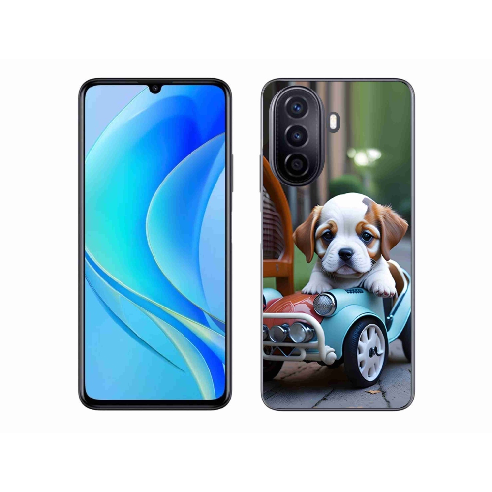 Gélový kryt mmCase na Huawei Nova Y70 - šteňa v retro aute