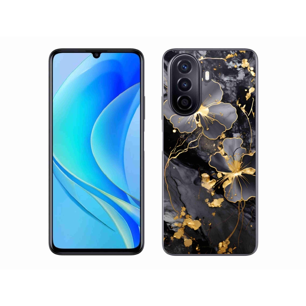 Gélový kryt mmCase na Huawei Nova Y70 - zlaté kvety