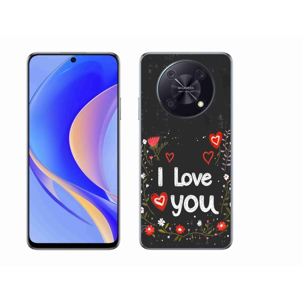 Gélový kryt mmCase na Huawei Nova Y90 - I love you čierne pozadie