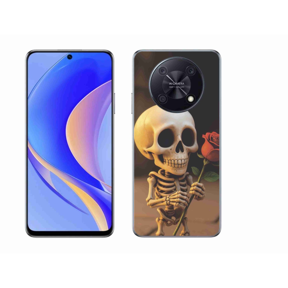 Gélový kryt mmCase na Huawei Nova Y90 - kostlivec s ružou