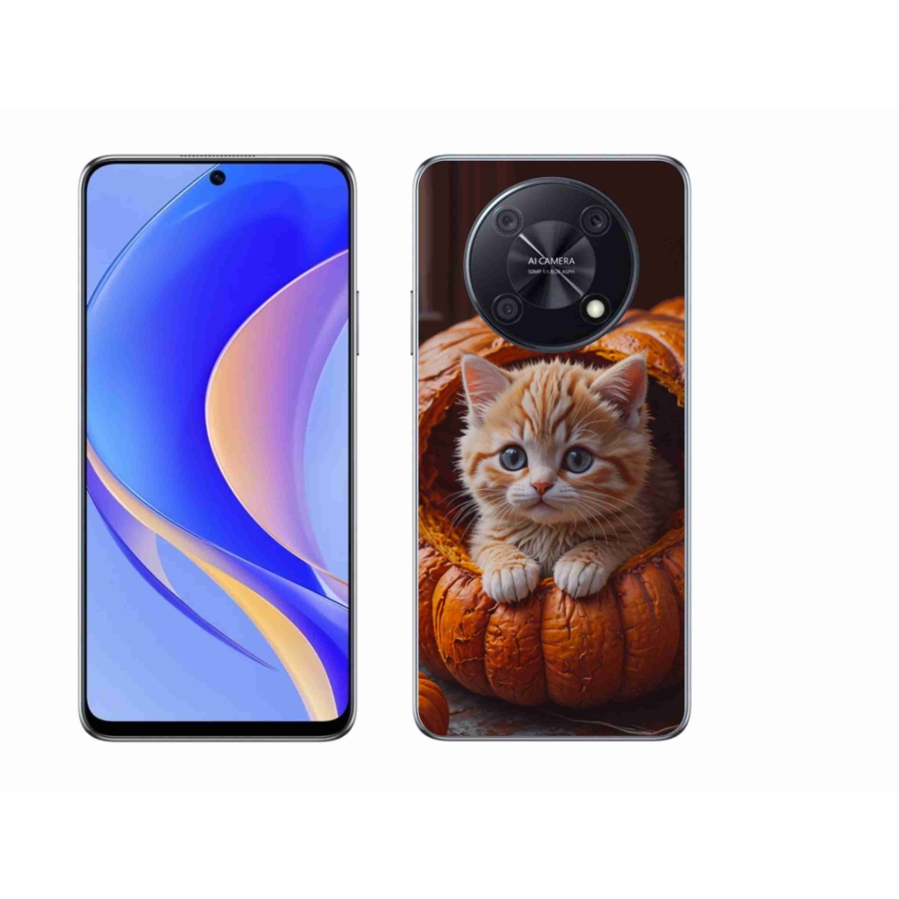 Gélový kryt mmCase na Huawei Nova Y90 - mačiatko a tekvica 2