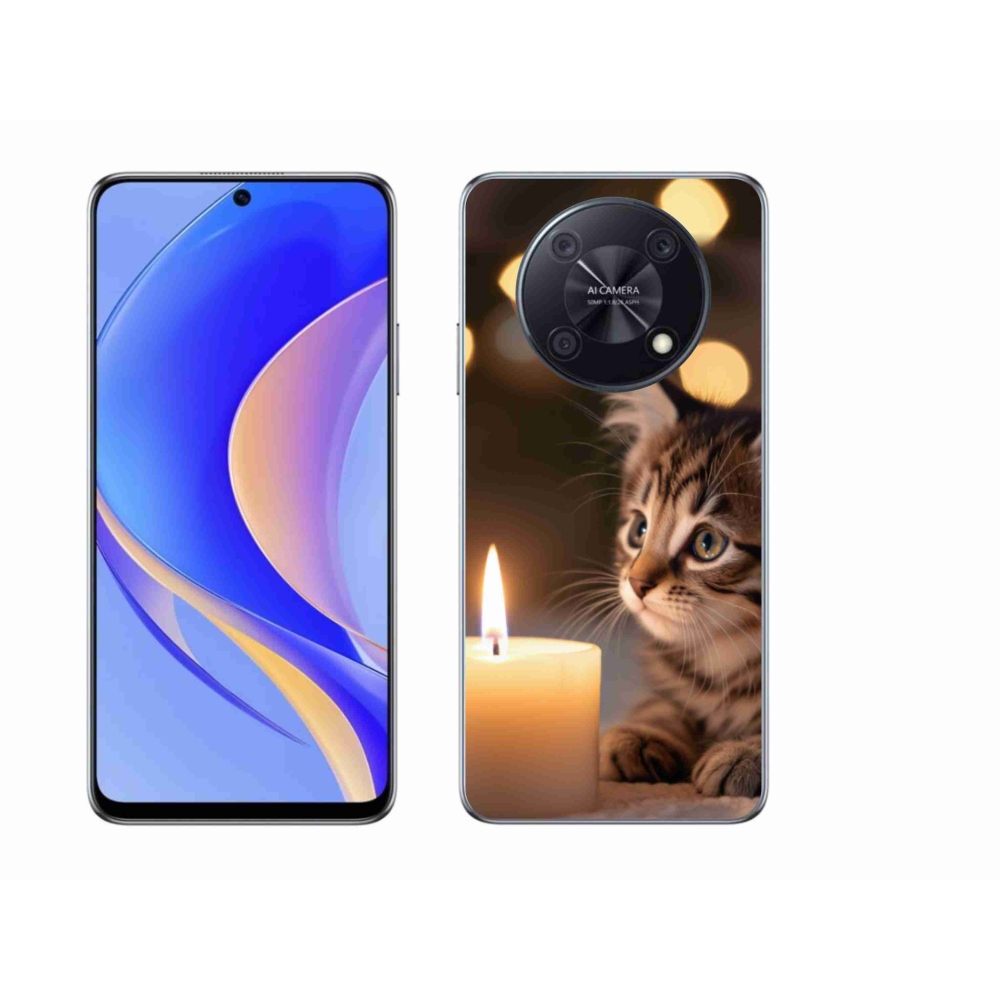 Gélový kryt mmCase na Huawei Nova Y90 - mačiatko a sviečka