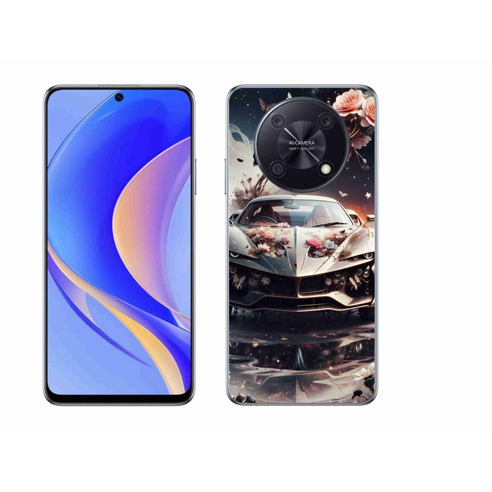 Gélový kryt mmCase na Huawei Nova Y90 - kvetinový športový automobil