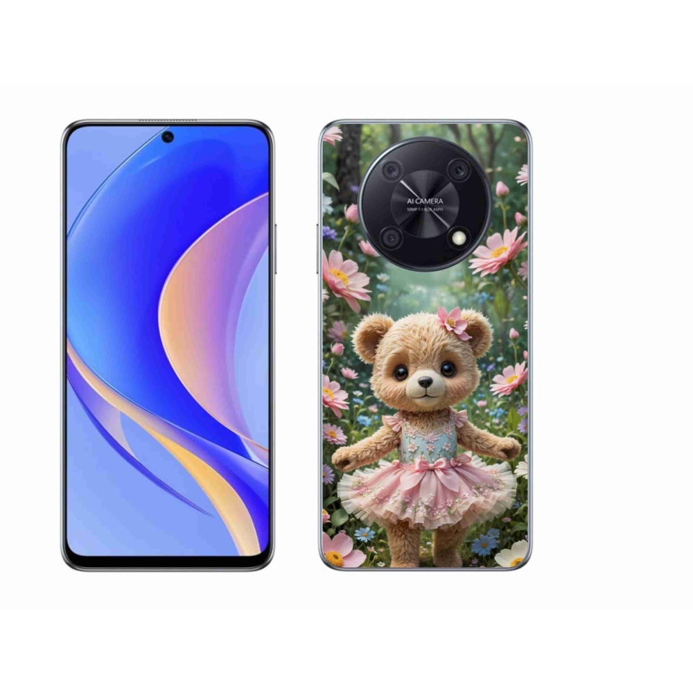 Gélový kryt mmCase na Huawei Nova Y90 - roztomilý medvedík v kvetoch