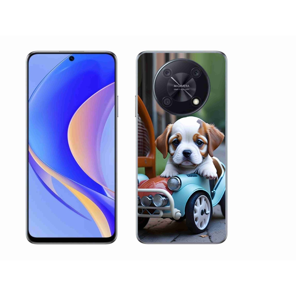 Gélový kryt mmCase na Huawei Nova Y90 - šteňa v retro aute