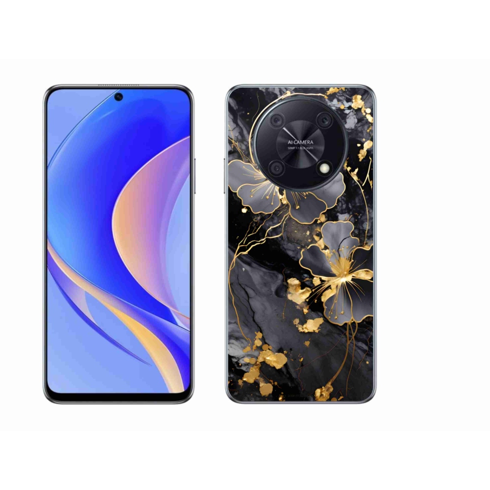 Gélový kryt mmCase na Huawei Nova Y90 - zlaté kvety