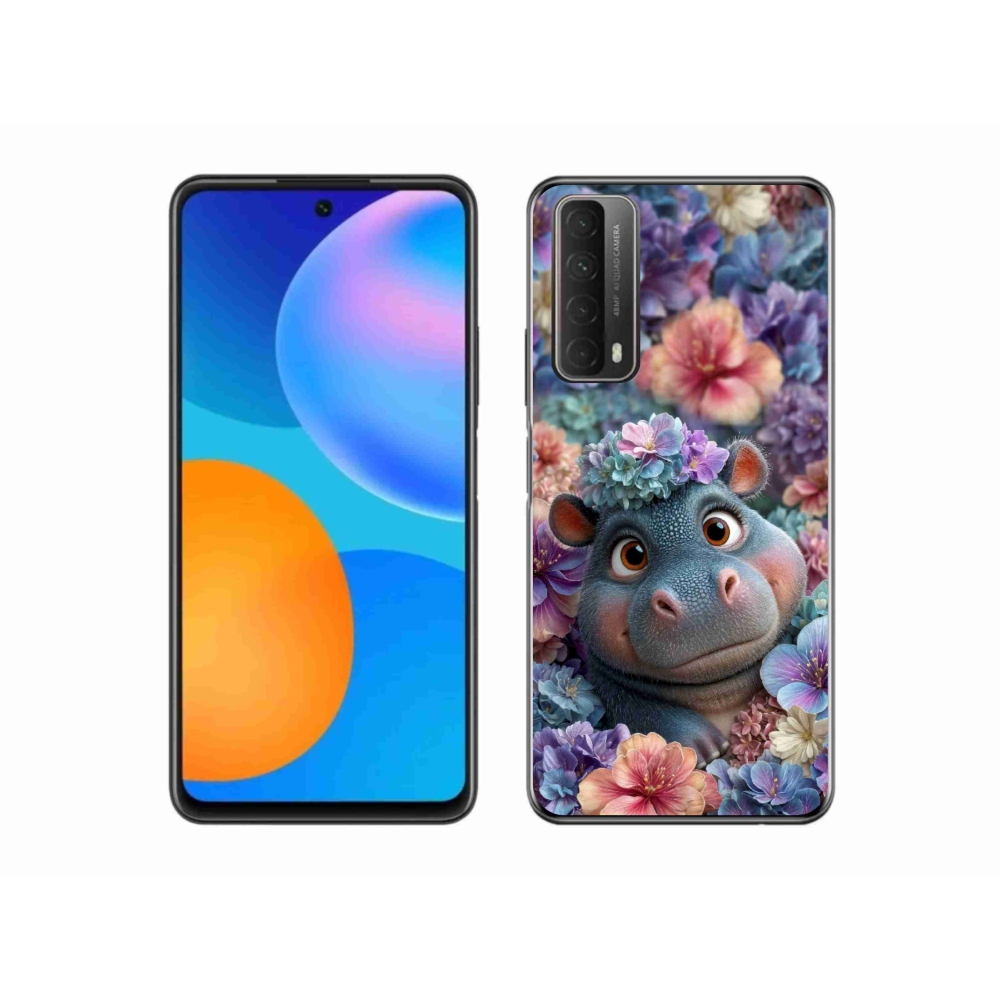 Gélový kryt mmCase na Huawei P Smart (2021) - hrošík v kvetoch
