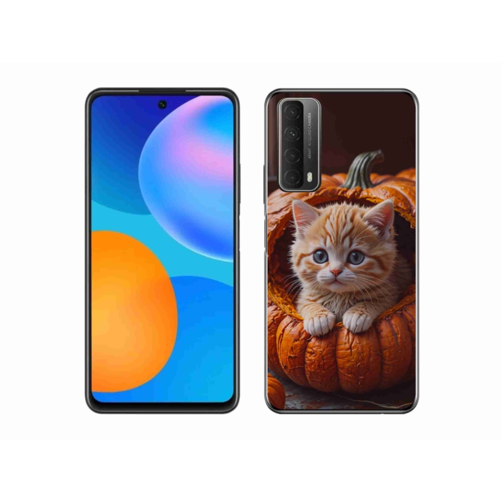 Gélový kryt mmCase na Huawei P Smart (2021) - mačiatko a tekvica 2