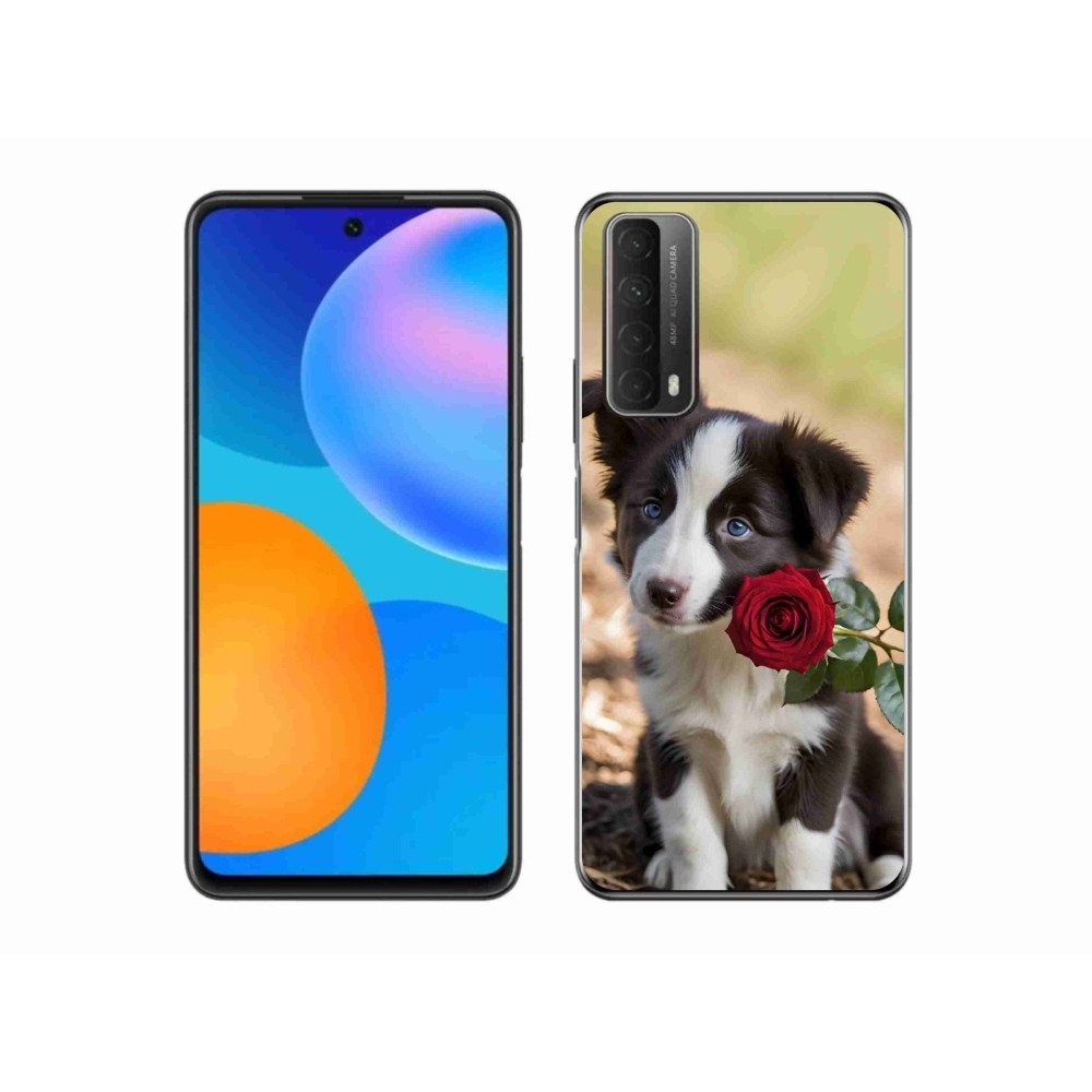 Gélový kryt mmCase na Huawei P Smart (2021) - roztomilá border kólia s ružou