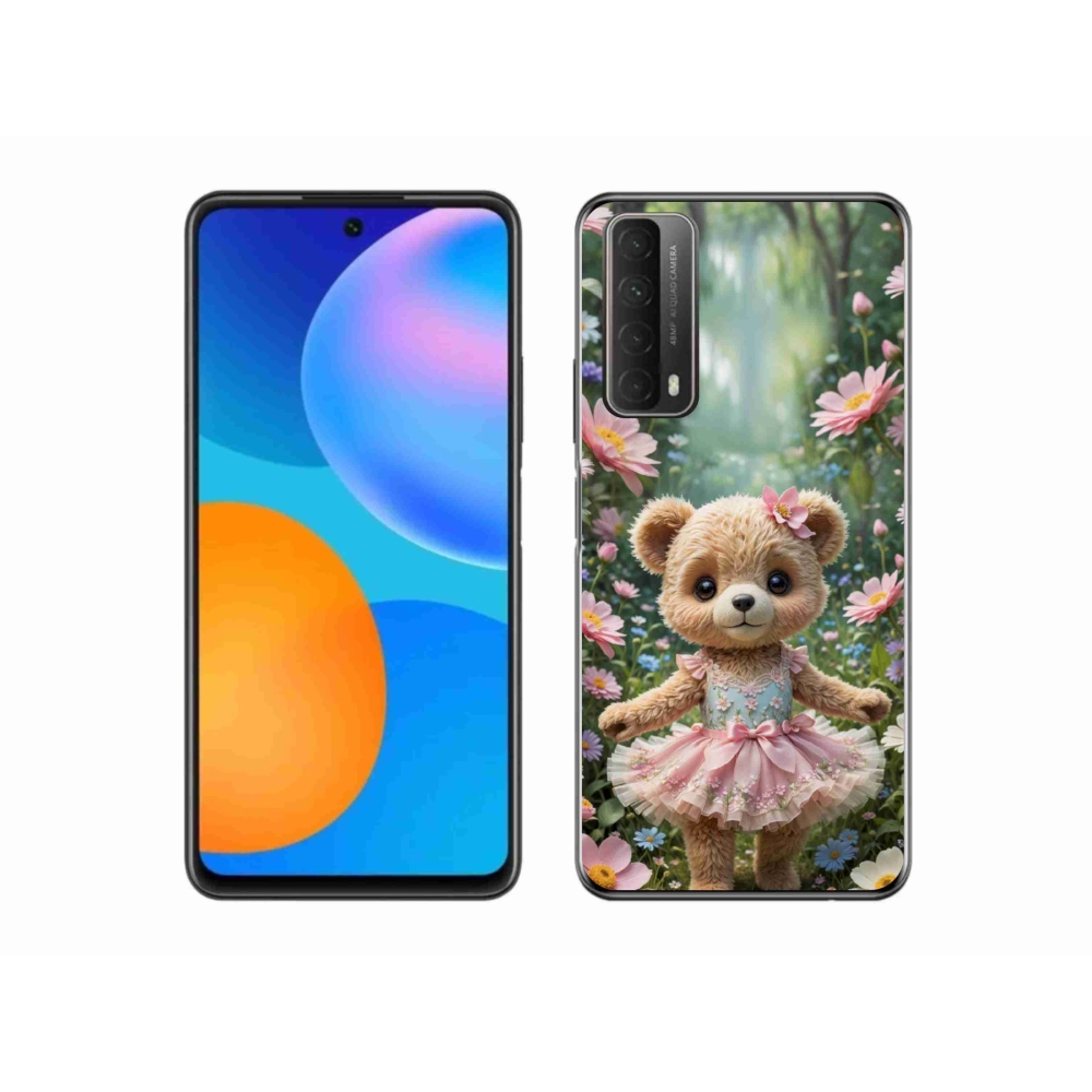 Gélový kryt mmCase na Huawei P Smart (2021) - roztomilý medvedík v kvetoch