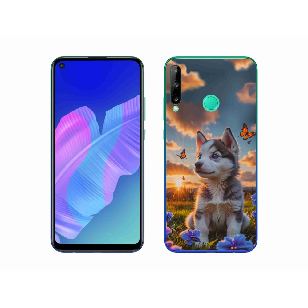 Gélový kryt mmCase na Huawei P40 Lite E - husky pri západe slnka