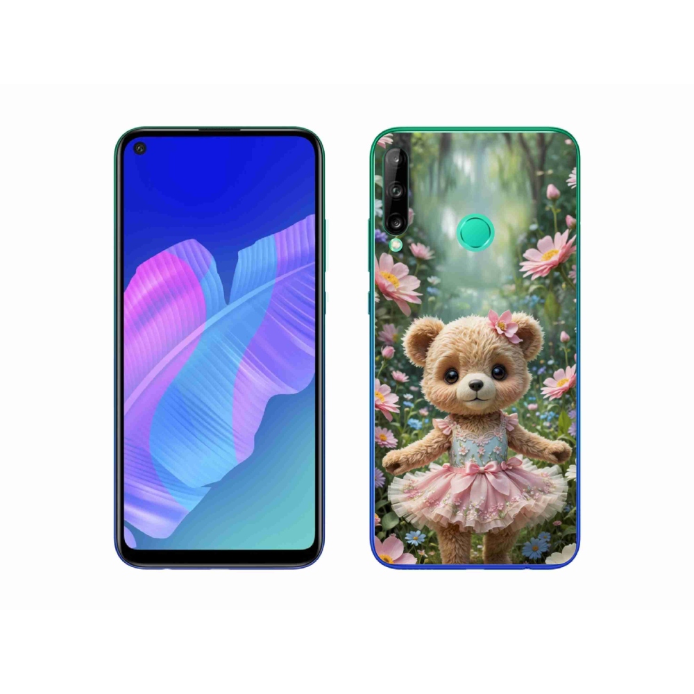Gélový kryt mmCase na Huawei P40 Lite E - roztomilý medvedík v kvetoch
