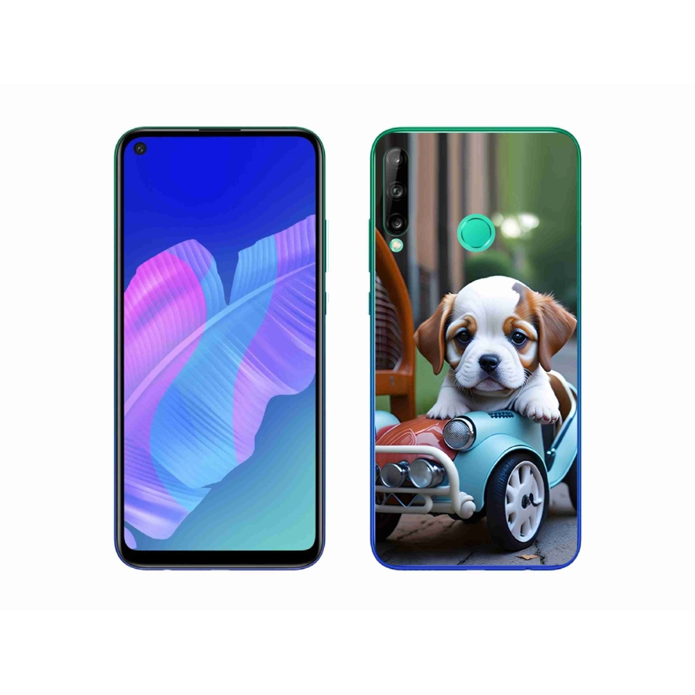 Gélový kryt mmCase na Huawei P40 Lite E - šteňa v retro aute