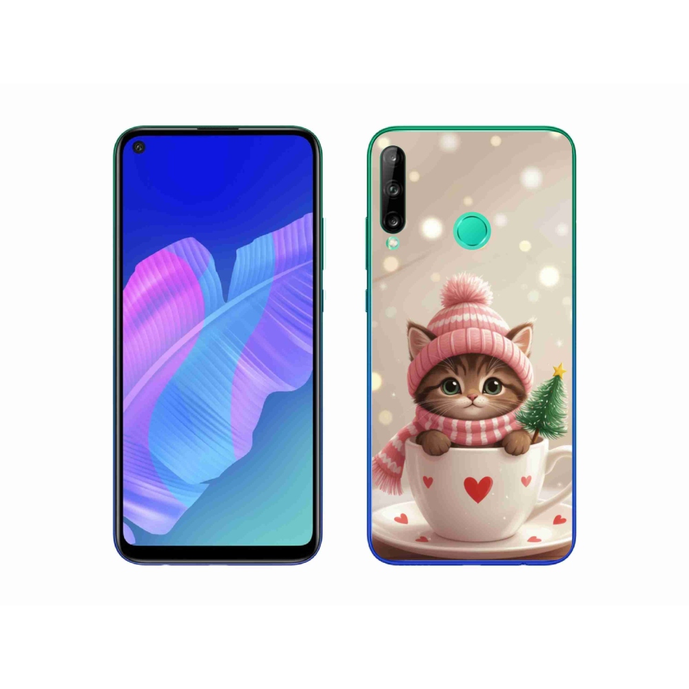 Gélový kryt mmCase na Huawei P40 Lite E - vianočné mačiatko v hrnčeku