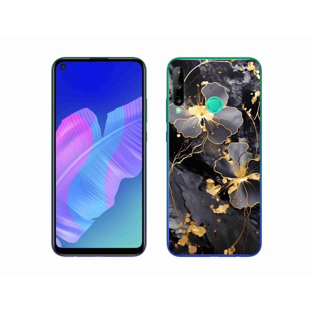 Gélový kryt mmCase na Huawei P40 Lite E - zlaté kvety