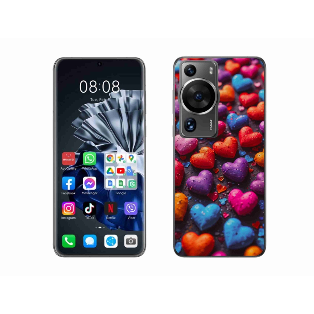 Gélový kryt mmCase na Huawei P60 Pro - farebné srdcia