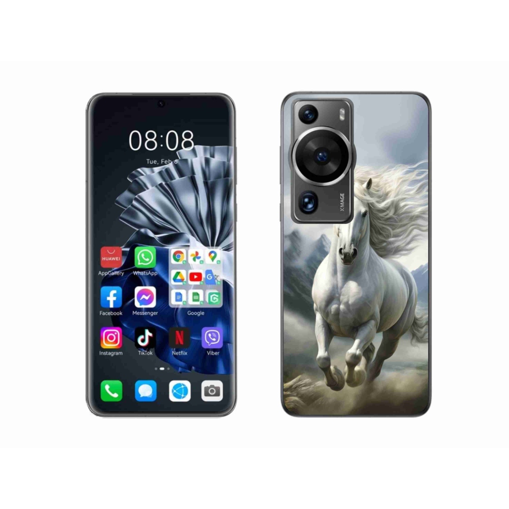 Gélový kryt mmCase na Huawei P60 Pro - bežiaci biely kôň 3