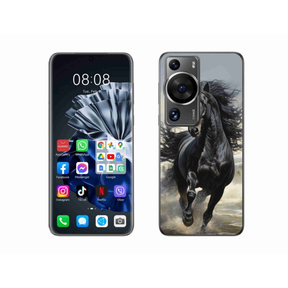 Gélový kryt mmCase na Huawei P60 Pro - bežiaci čierny kôň