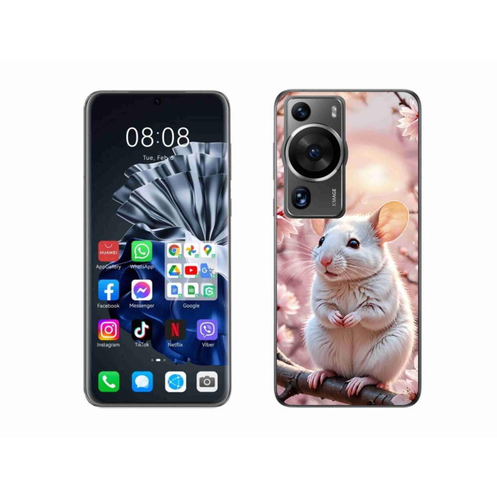 Gélový kryt mmCase na Huawei P60 Pro - biela myš na vetve