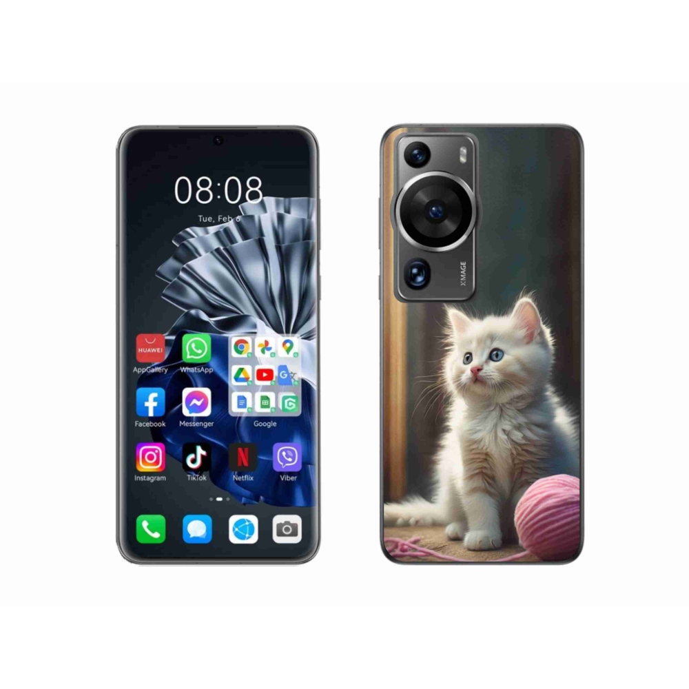 Gélový kryt mmCase na Huawei P60 Pro - biele mačiatko 2