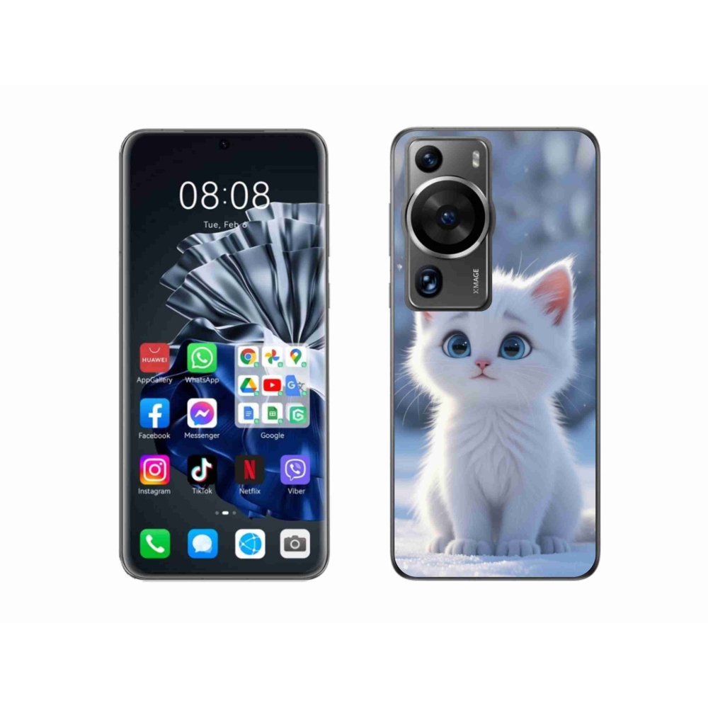 Gélový kryt mmCase na Huawei P60 Pro - biele mačiatko 3