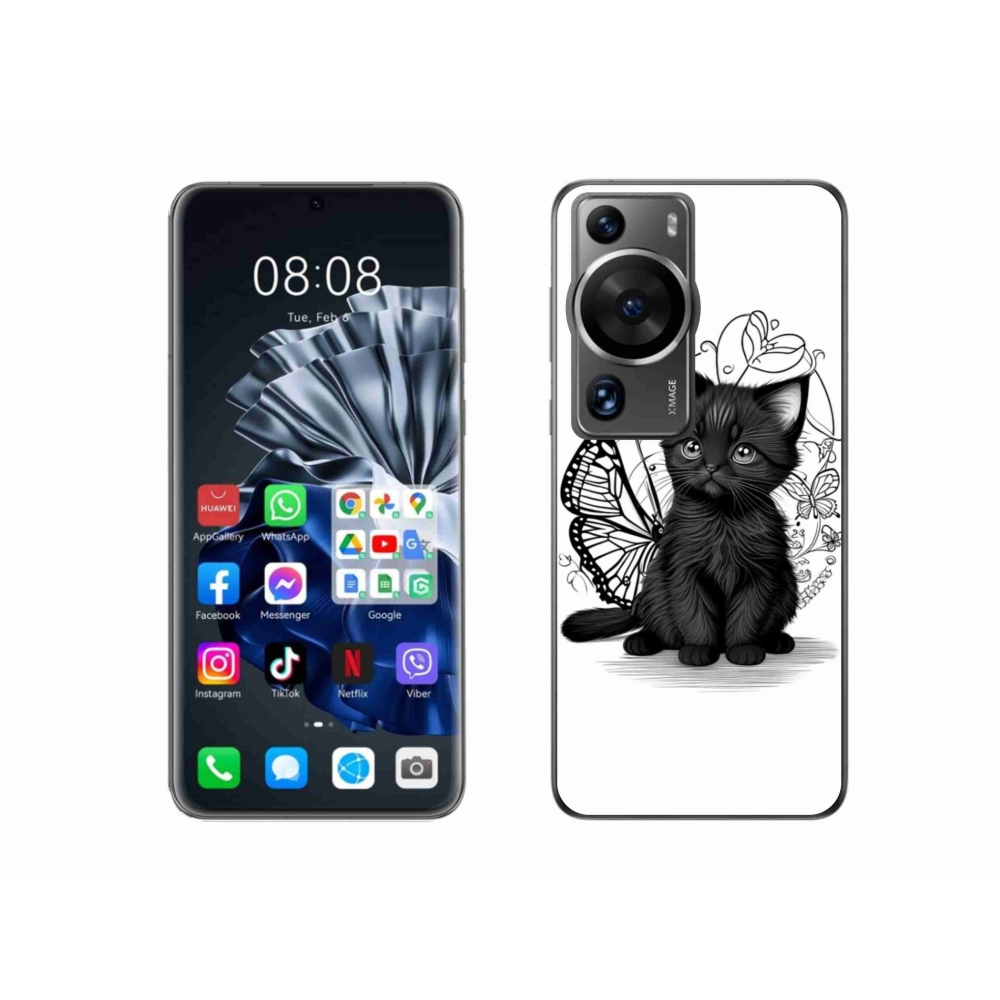 Gélový kryt mmCase na Huawei P60 Pro - čierne mačiatko