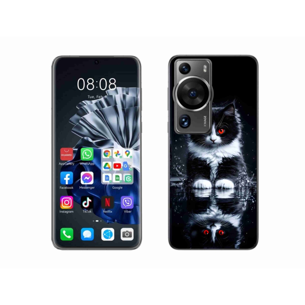 Gélový kryt mmCase na Huawei P60 Pro - čiernobiele mačiatko