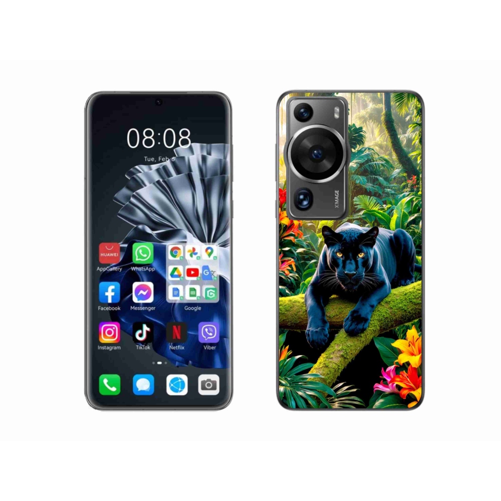 Gélový kryt mmCase na Huawei P60 Pro - čierny panter v džungli