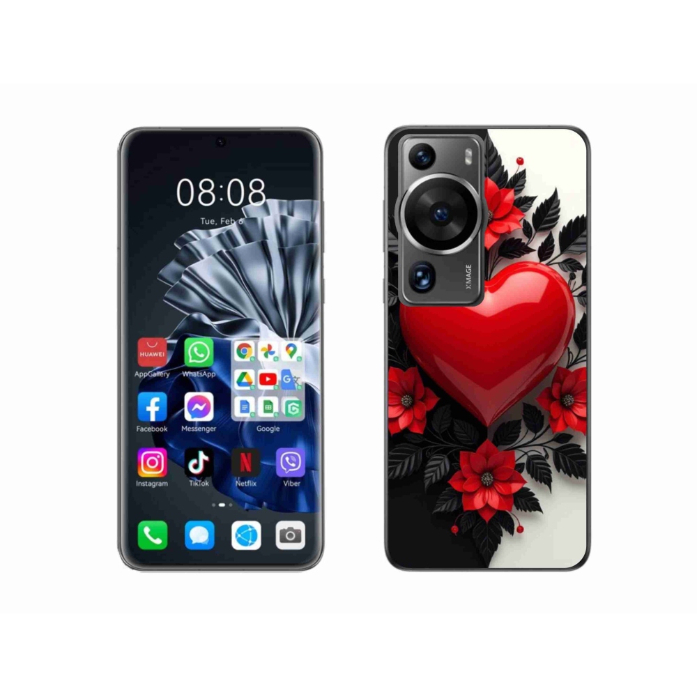 Gélový kryt mmCase na Huawei P60 Pro - červené srdce