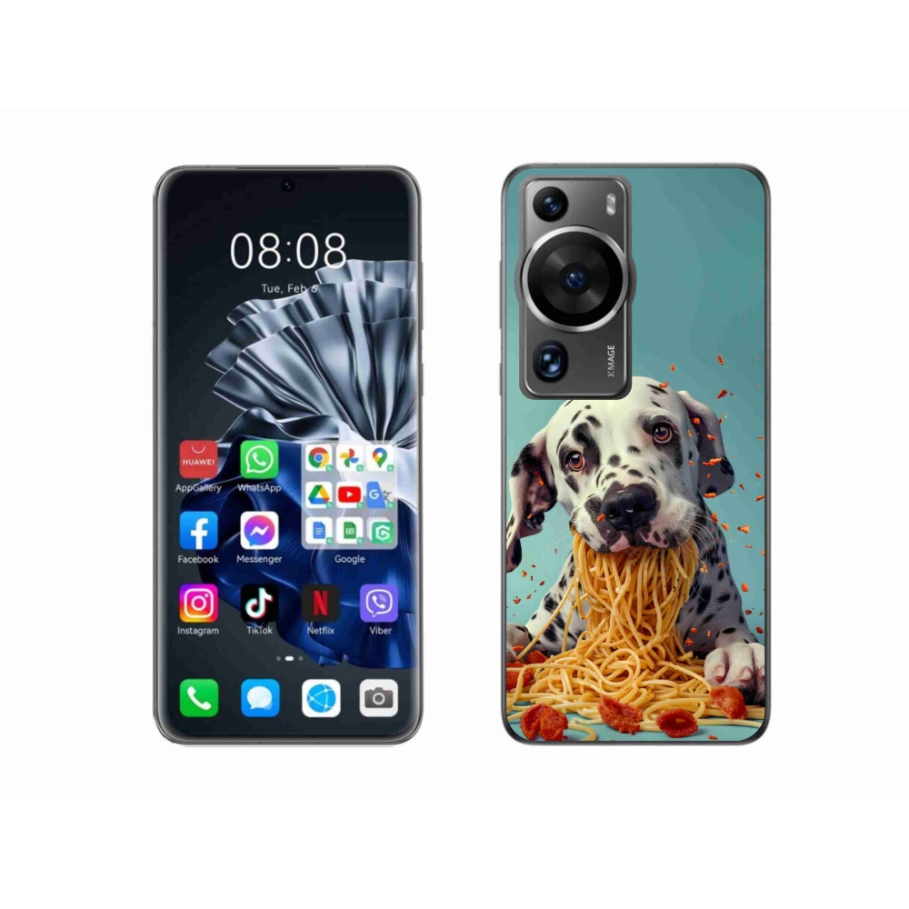 Gélový kryt mmCase na Huawei P60 Pro - dalmatín a špagety