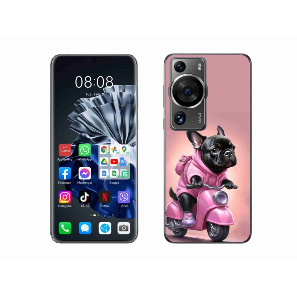 Gélový kryt mmCase na Huawei P60 Pro - francúzsky buldoček na skútri