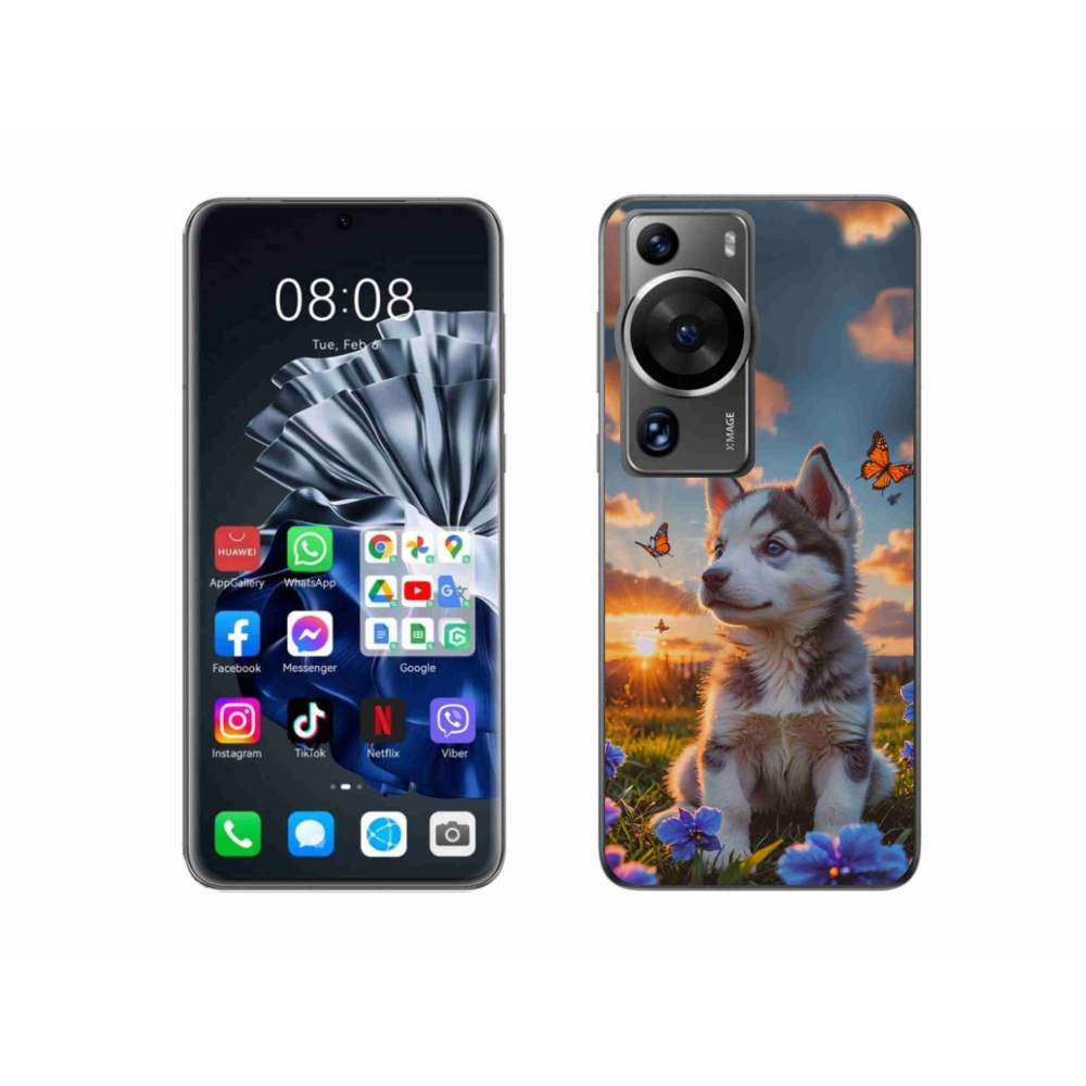 Gélový kryt mmCase na Huawei P60 Pro - husky pri západe slnka
