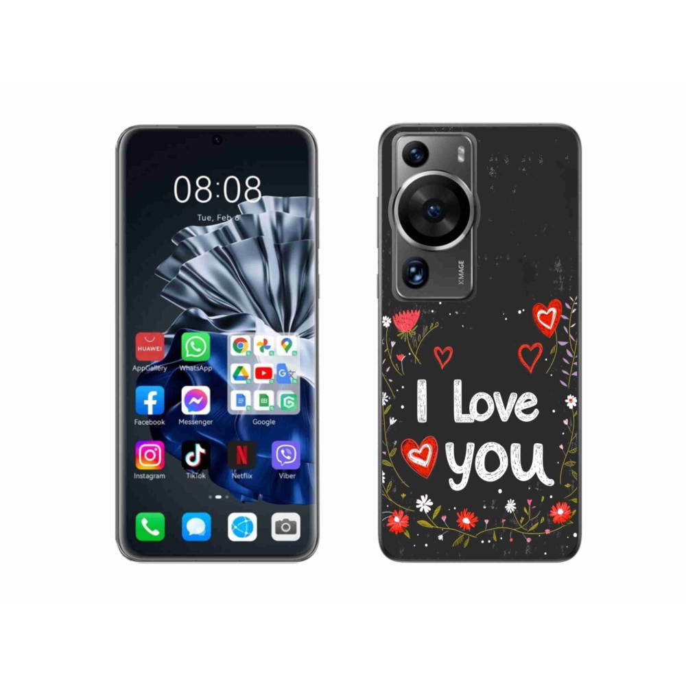 Gélový kryt mmCase na Huawei P60 Pro - I love you čierne pozadie