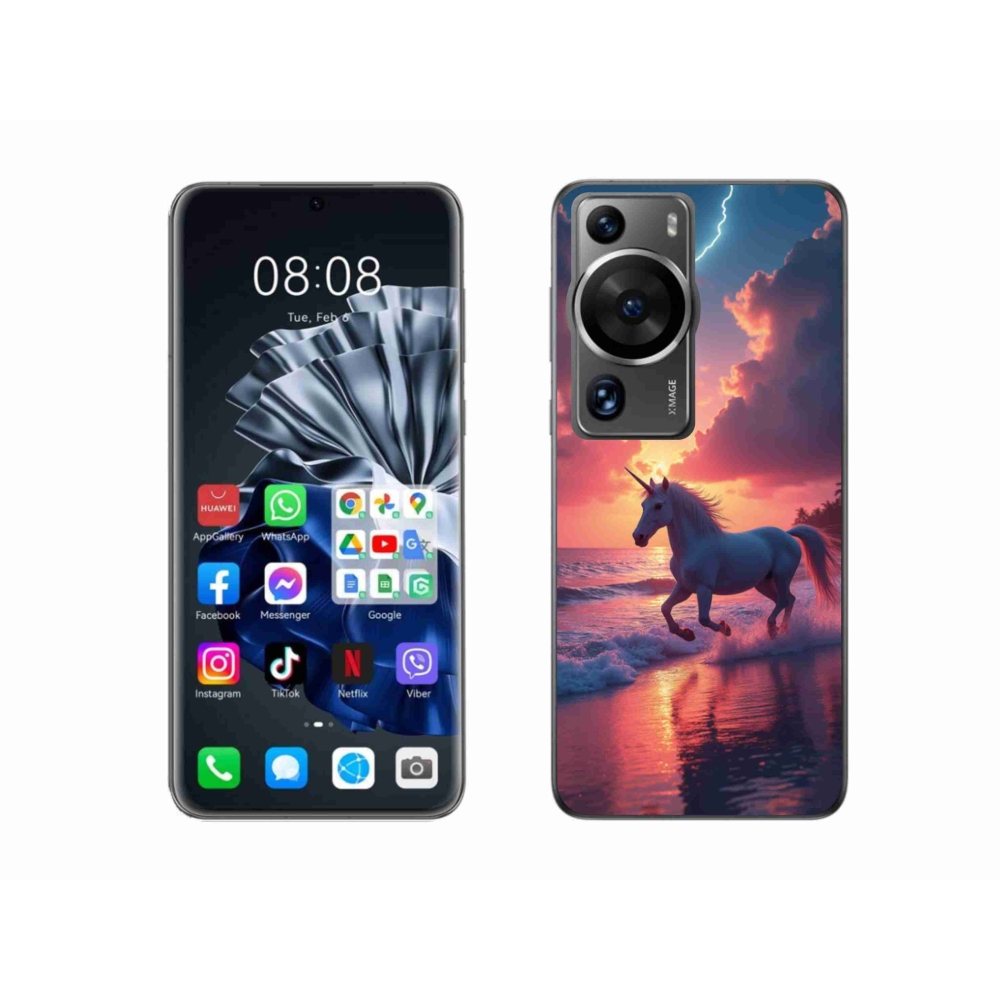 Gélový kryt mmCase na Huawei P60 Pro - jednorožec na pláži