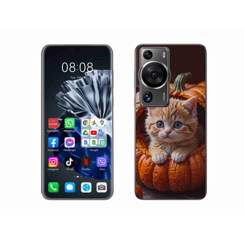 Gélový kryt mmCase na Huawei P60 Pro - mačiatko a tekvica 2
