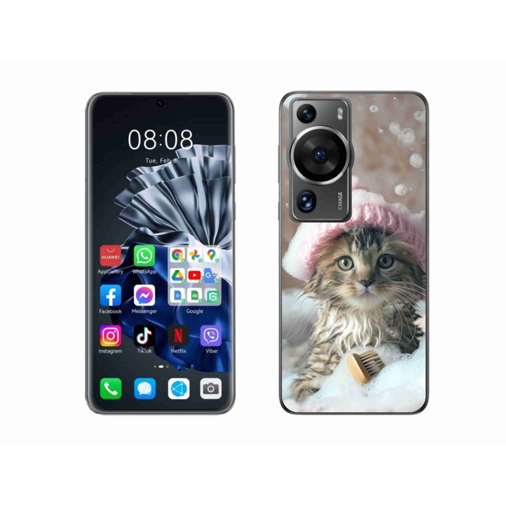 Gélový kryt mmCase na Huawei P60 Pro - mačiatko a kúpeľ