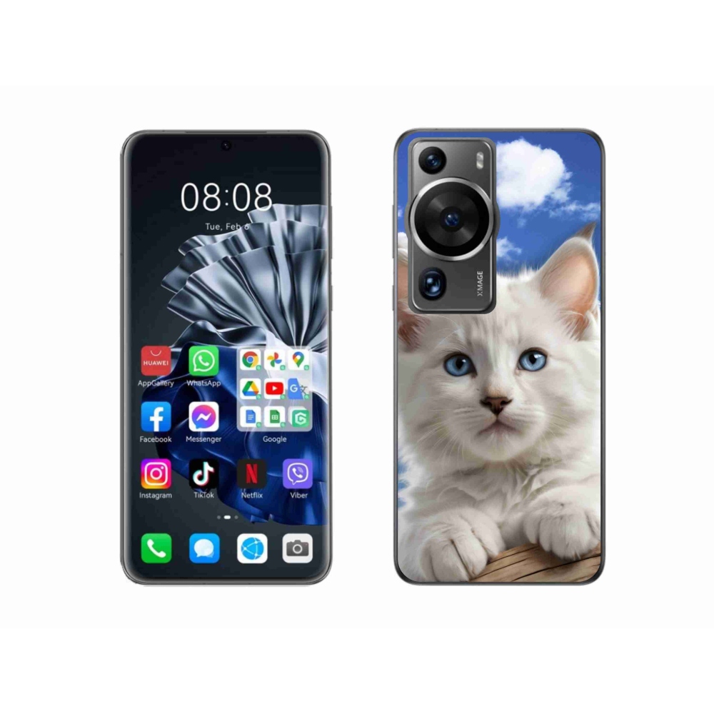 Gélový kryt mmCase na Huawei P60 Pro - mačiatko a oblaky