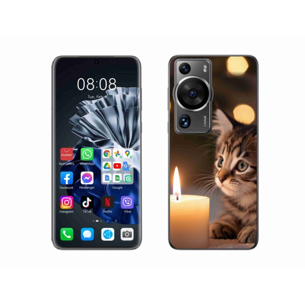 Gélový kryt mmCase na Huawei P60 Pro - mačiatko a sviečka