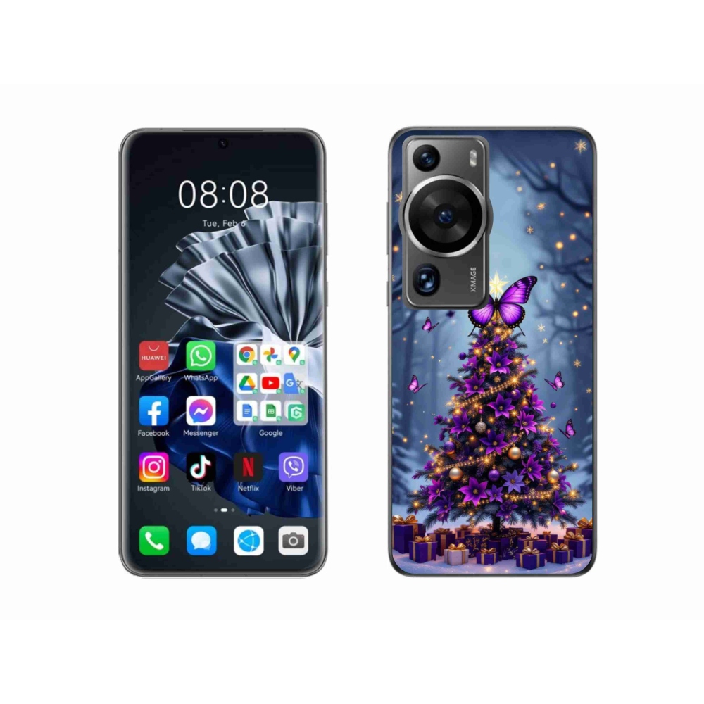 Gélový kryt mmCase na Huawei P60 Pro - motýlí vianočný stromček