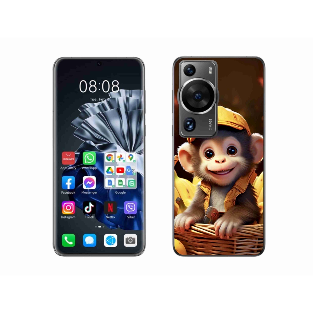 Gélový kryt mmCase na Huawei P60 Pro - opice v košíku