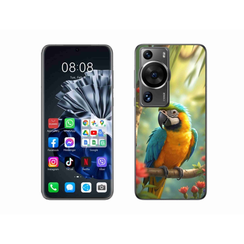 Gélový kryt mmCase na Huawei P60 Pro - papagáj ara modrožltá