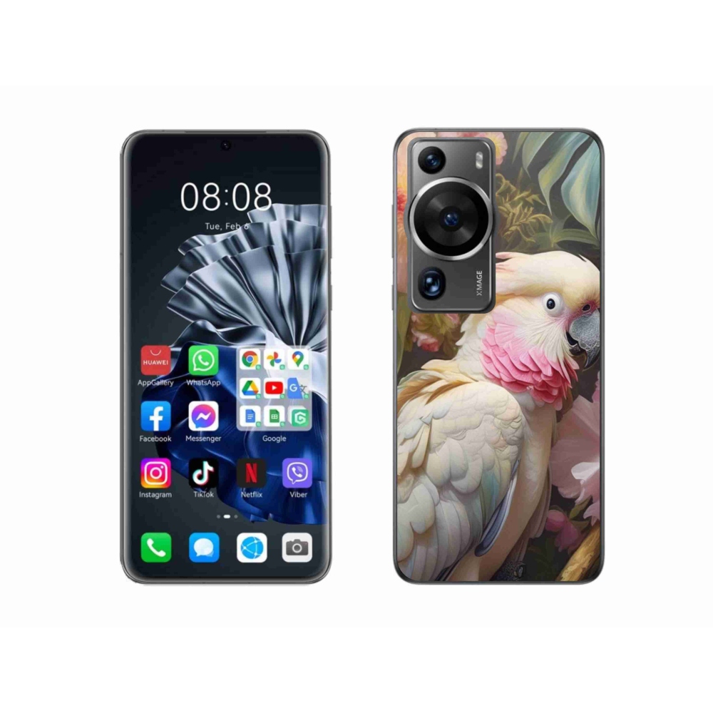 Gélový kryt mmCase na Huawei P60 Pro - papagáj kakadu ružový 2