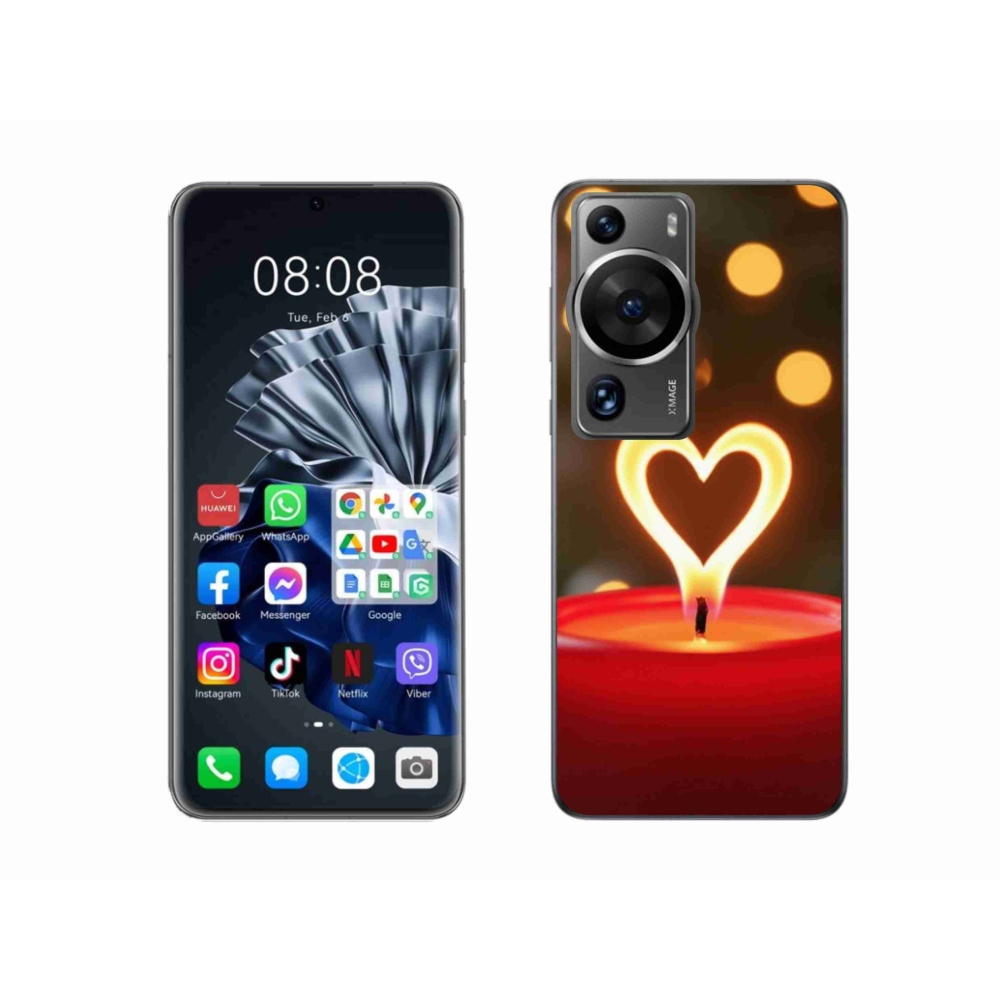 Gélový kryt mmCase na Huawei P60 Pro - srdce z plameňa