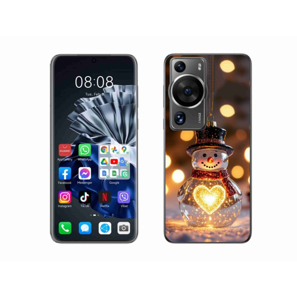 Gélový kryt mmCase na Huawei P60 Pro - svietiaci vianočný snehuliak